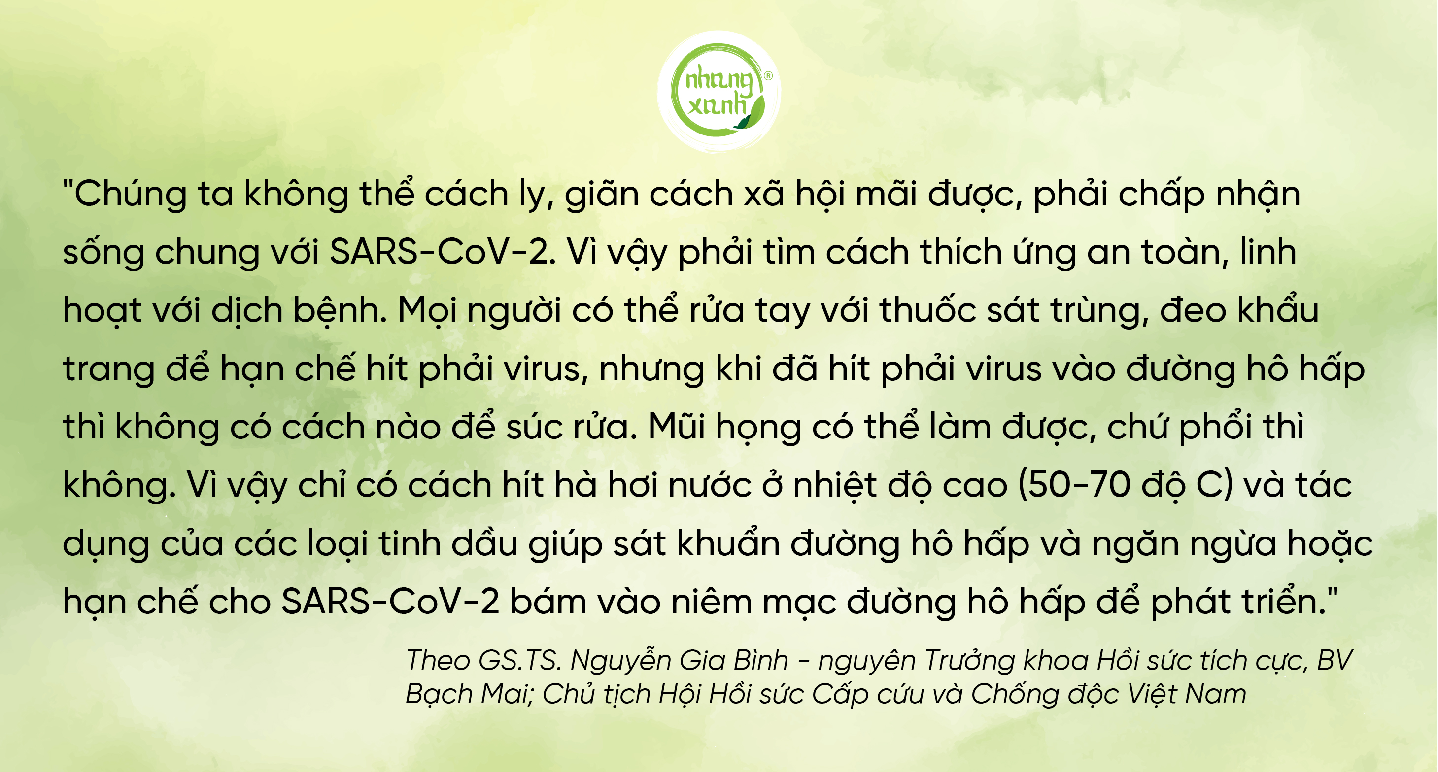 Trích dẫn chuyên gia về xông phòng covid